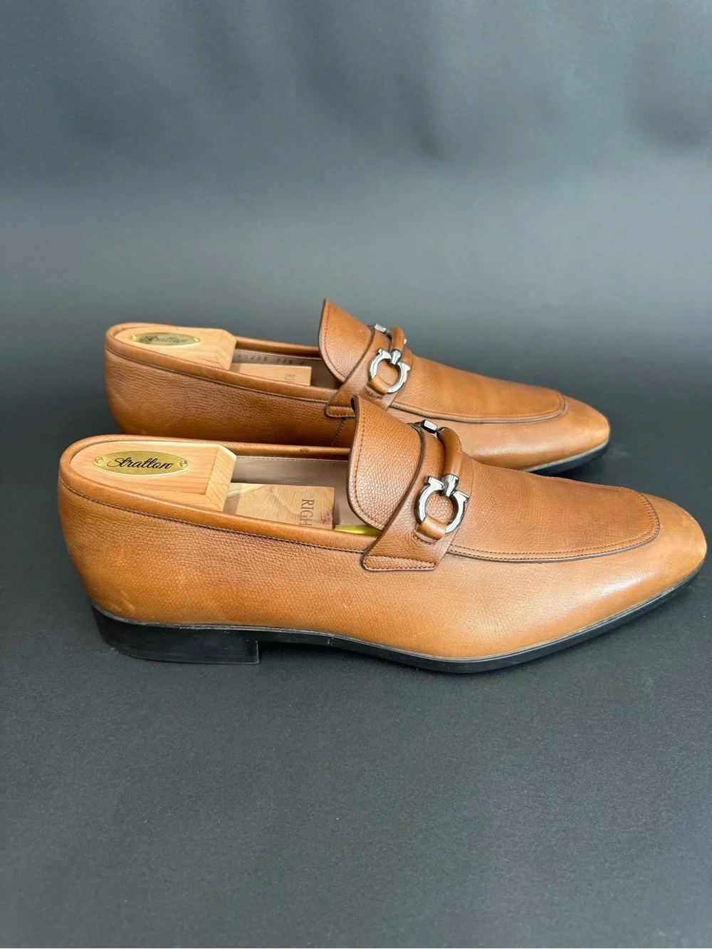 Salvatore Ferragamo Tan Leather Horsebit Loafers